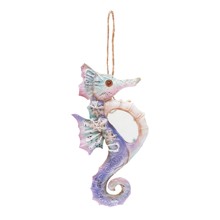 A Metal & Capiz Seahorse Ornament.