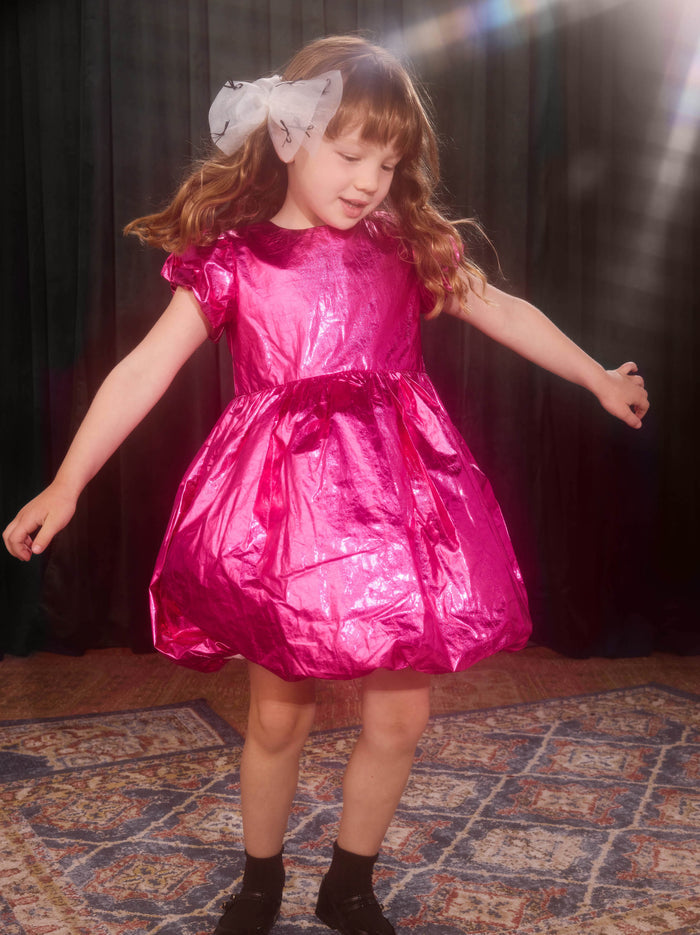 Metallic Balloon Skirted Dress