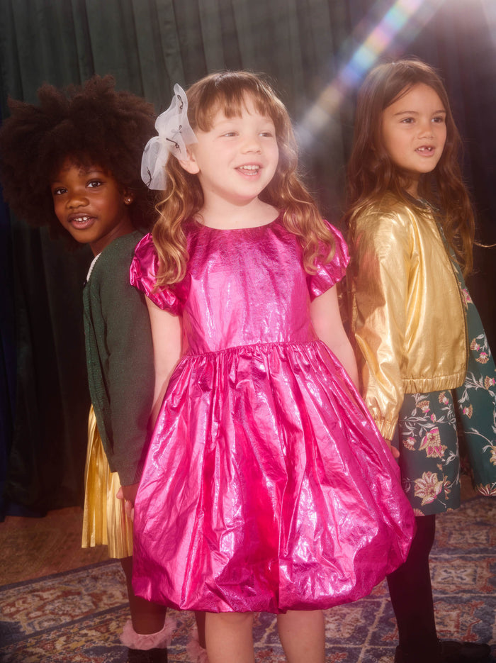 Metallic Balloon Skirted Dress
