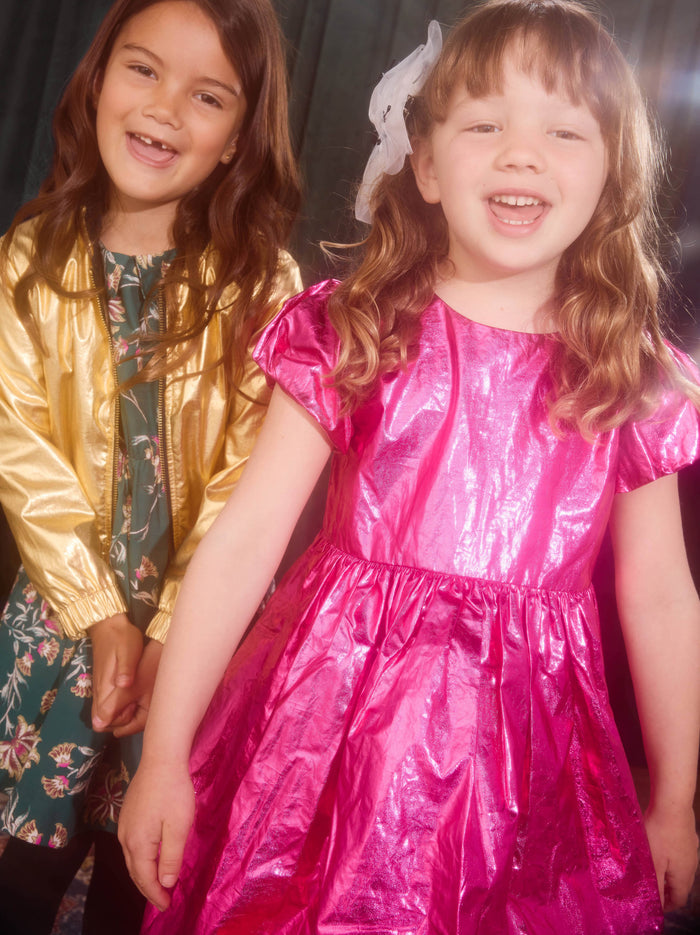 Metallic Balloon Skirted Dress