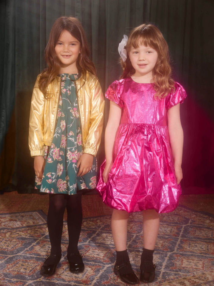 Metallic Balloon Skirted Dress