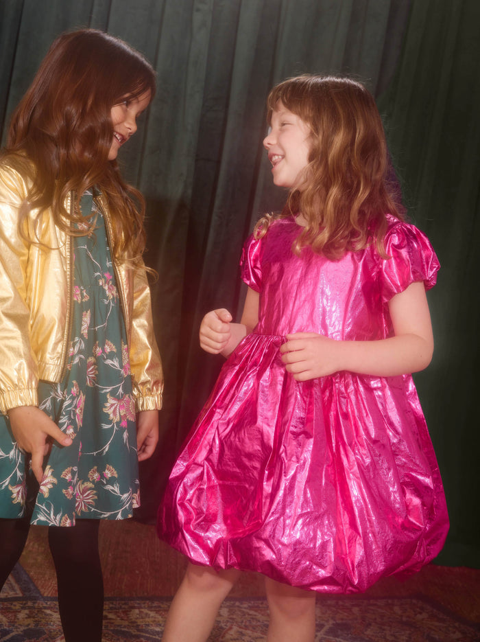 Metallic Balloon Skirted Dress