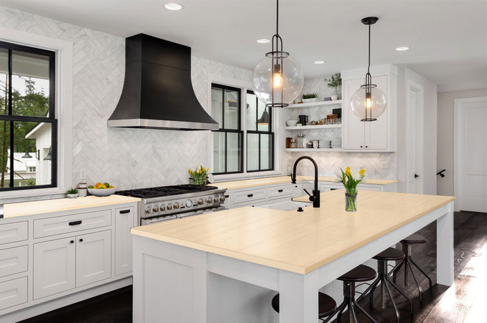 Retique It Multi-purpose Smooth Finish Kit for white oak kitchen countertops with a matte interior top coat, showcasing a sleek wood surface.