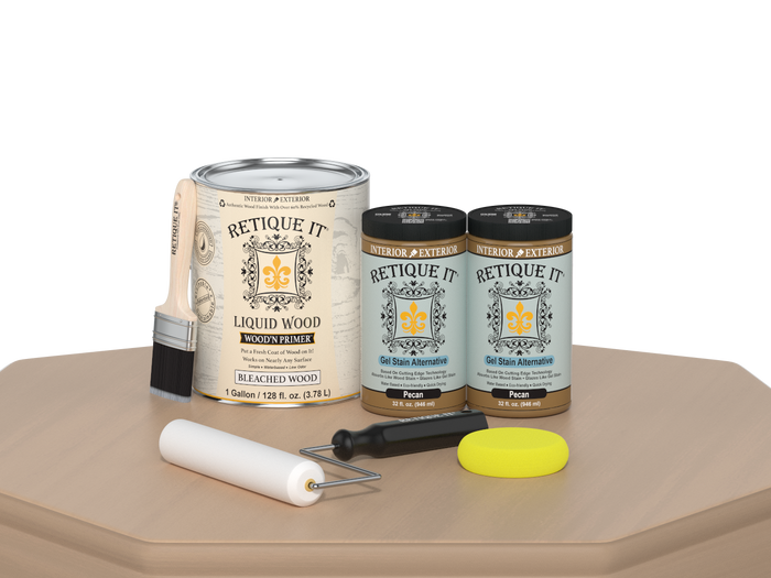 Retique It White Oak Multi-purpose Smooth Finish Kit with four large containers, suitable for wood finishing projects.