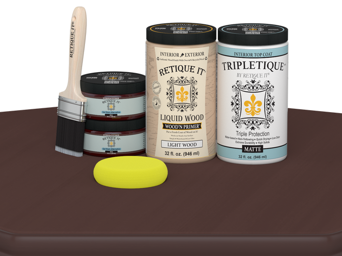 Retique It Multi-purpose Smooth Finish Kit in Java, large interior top coat for wood furniture with matte finish.