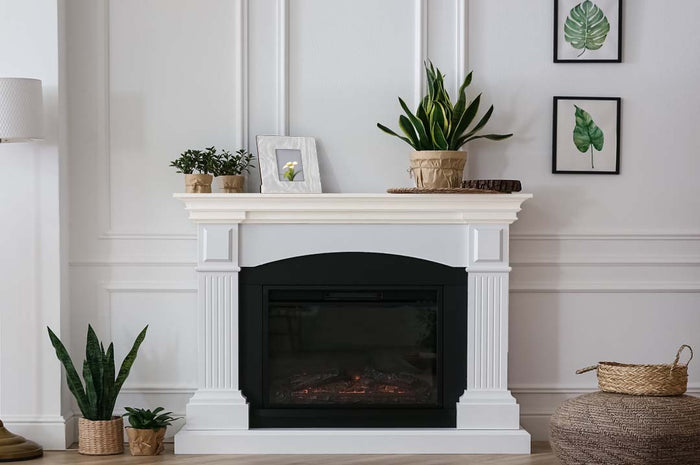 Retique It multi-purpose wood finish kit for large white oak interior fireplace mantle with smooth, matte top coat.