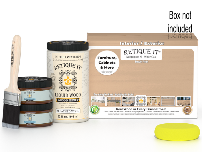 Large white oak wood finish kit by Retique It with smooth application, designed for multi-purpose wood finishing projects.