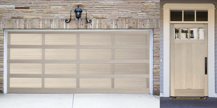 Retique It Multi-purpose Smooth Finish Kit (Large) in white wash for exterior wood surfaces with matte top coat, shown on garage door.