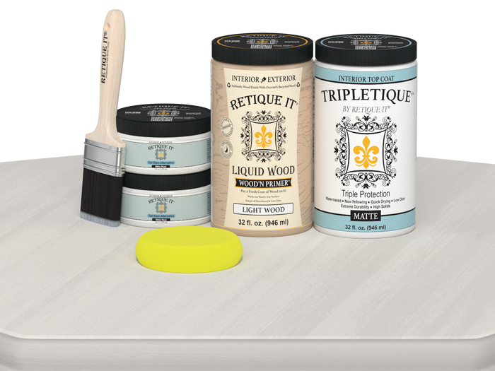 Large White Wash Multi-purpose Smooth Finish Kit for interior wood surfaces by Retique It Wood'n Finish Kits, matte finish.