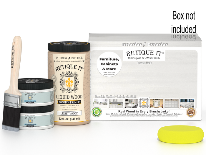 Large white wash wood finish kit by Retique It featuring smooth application and multiple uses in a compact package.