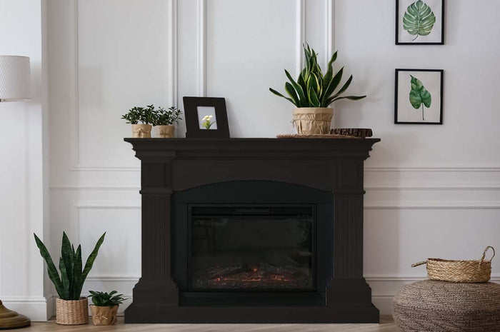 Retique It Multi-purpose Smooth Finish Kit (Med) in classic black for interior wood surfaces, featuring a fireplace top coat and finishing tools.