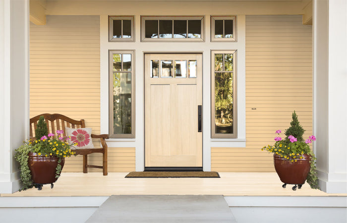 Retique It Multi-purpose Smooth Finish Kit in White Oak for exterior top coat with a matte finish, featuring a front door surface.