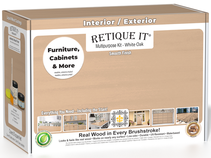 Retique It® White Oak Multipurpose Kit box for interior and exterior furniture, cabinets, and more, featuring a smooth real wood finish.