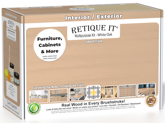 Retique It Wood'n Finish Kit in White Oak for interior top coat with a smooth matte finish, designed for multi-purpose wood projects.
