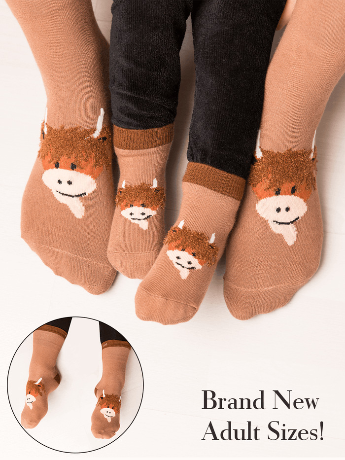 Neutral Highland Cow Socks - Blade & Rose UK