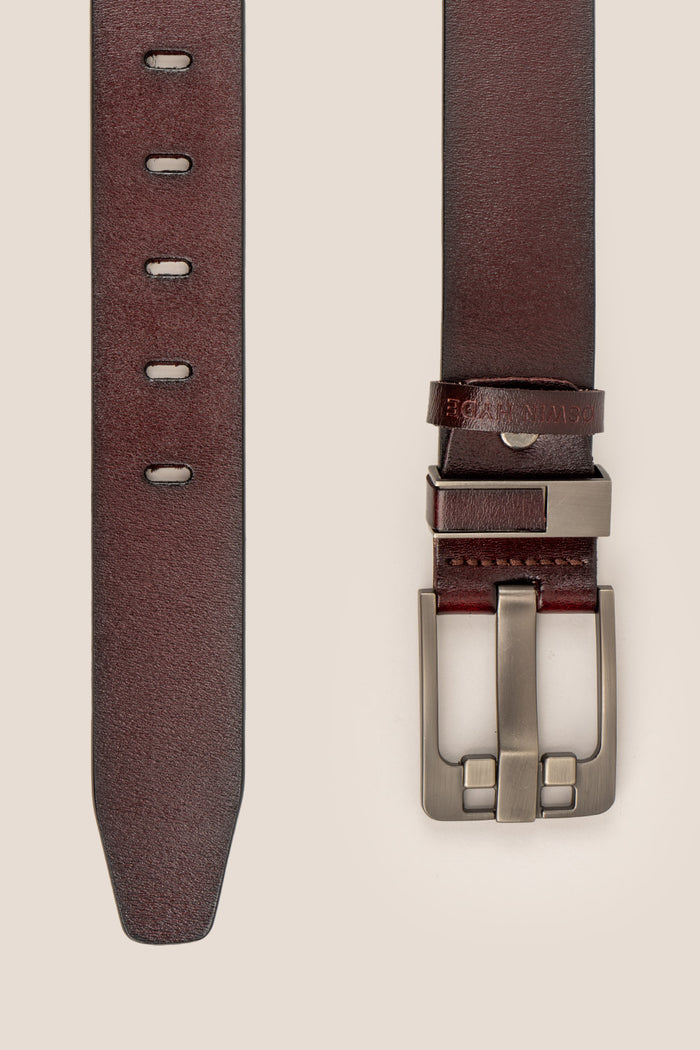 Noah Brown men’s classic leather belt in dark brown with silver buckle—premium, elegant, and perfect for formal or casual wear.