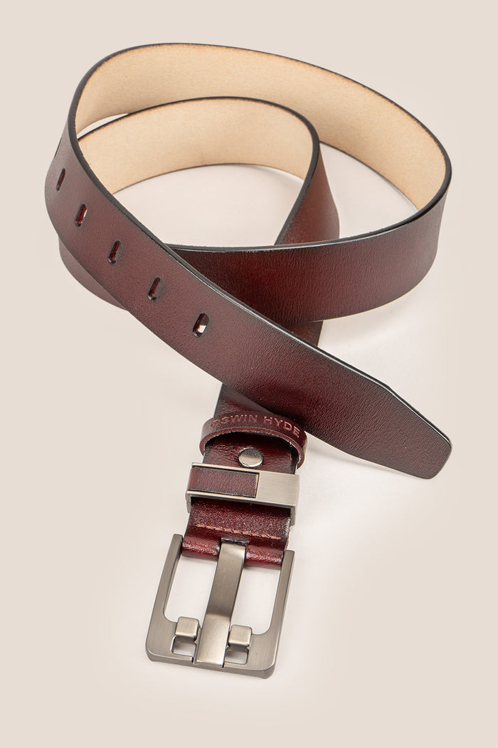 Noah Brown men’s classic leather belt in dark brown with silver buckle—premium, elegant, and perfect for formal or casual wear.