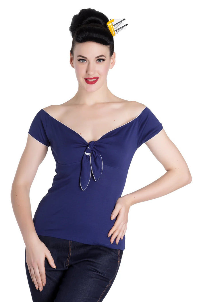 Off-Shoulder-Top  Bardot, Blau