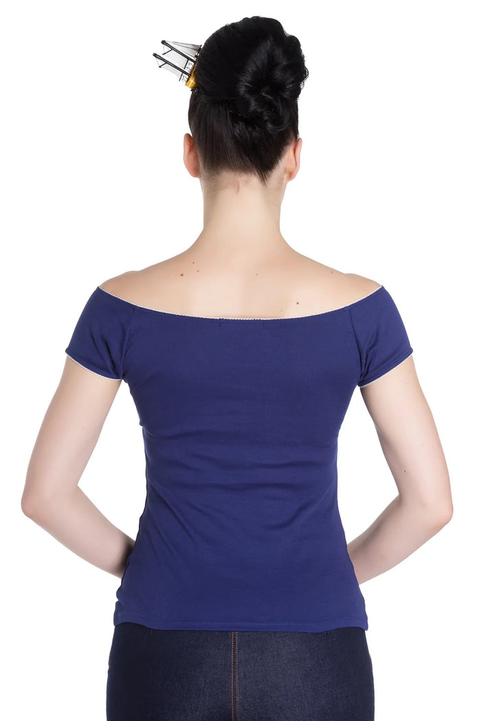 Off-Shoulder-Top  Bardot, Blau