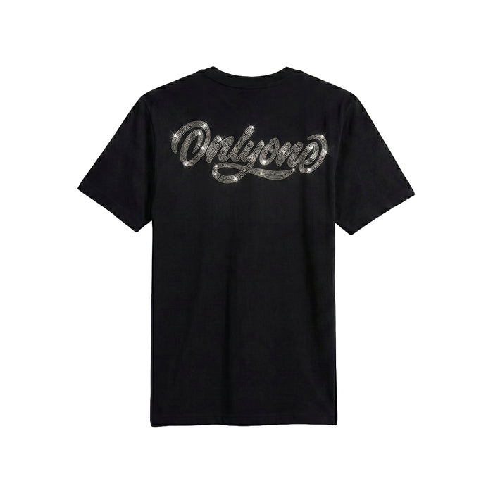 Only One Butterfly Rhinestone Black Tee