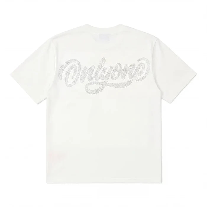 Only One Butterfly Rhinestone Tee White