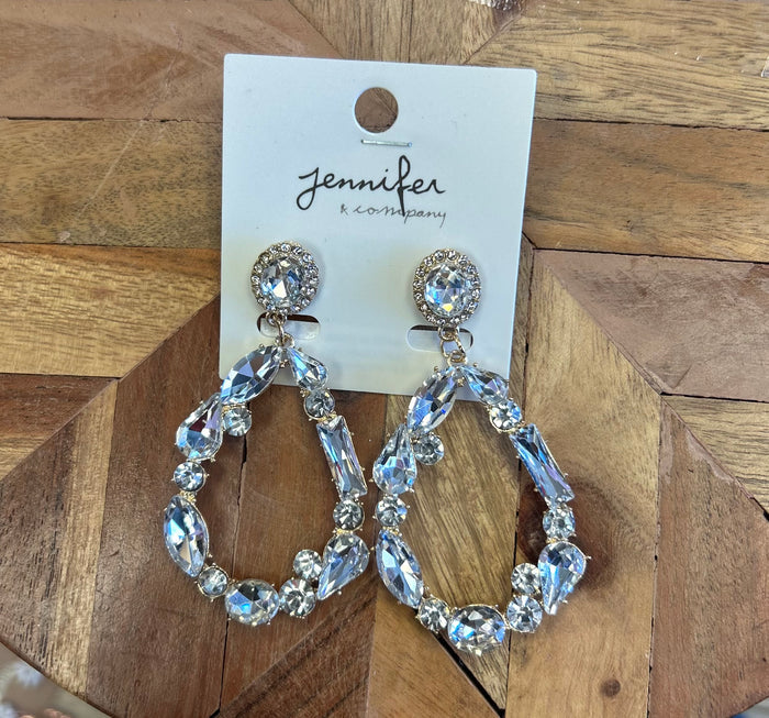 Oval Diamond Glass Beaded Earrings