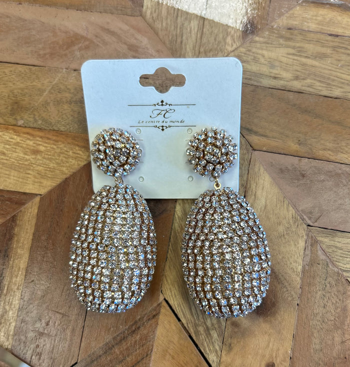 Oval Rhinestone Beaded Earrings