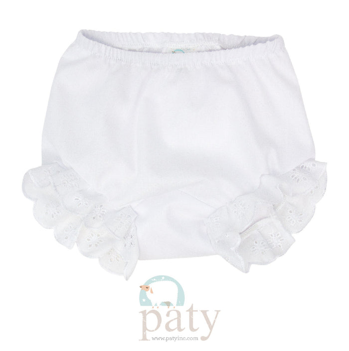 Paty Double Seat Diaper Cover with Eyelet-White