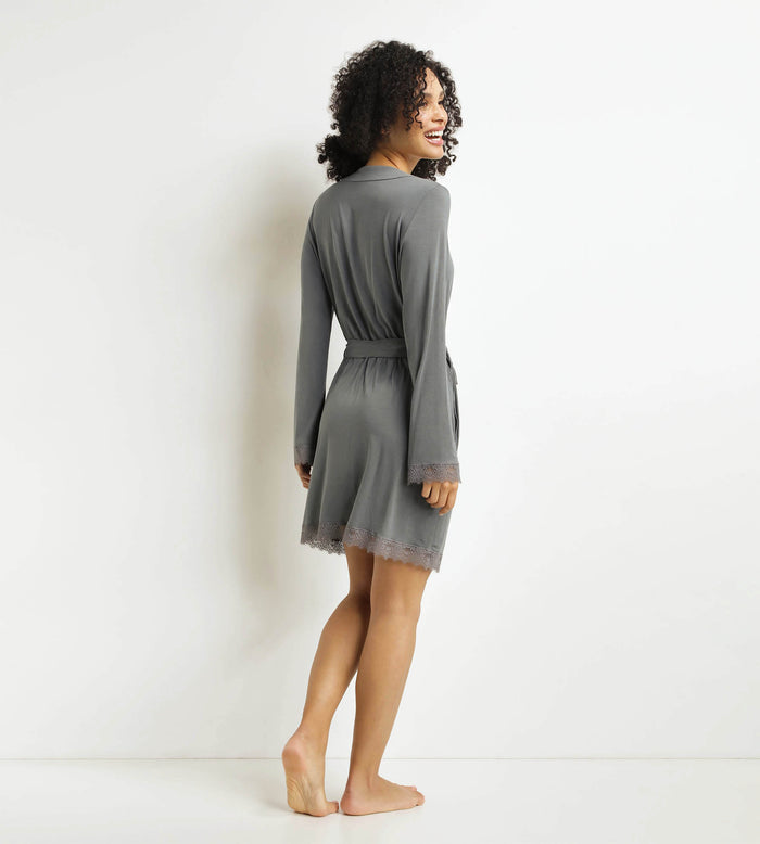 Peignoir femme Gris avec dentelle Don’t Disturb
