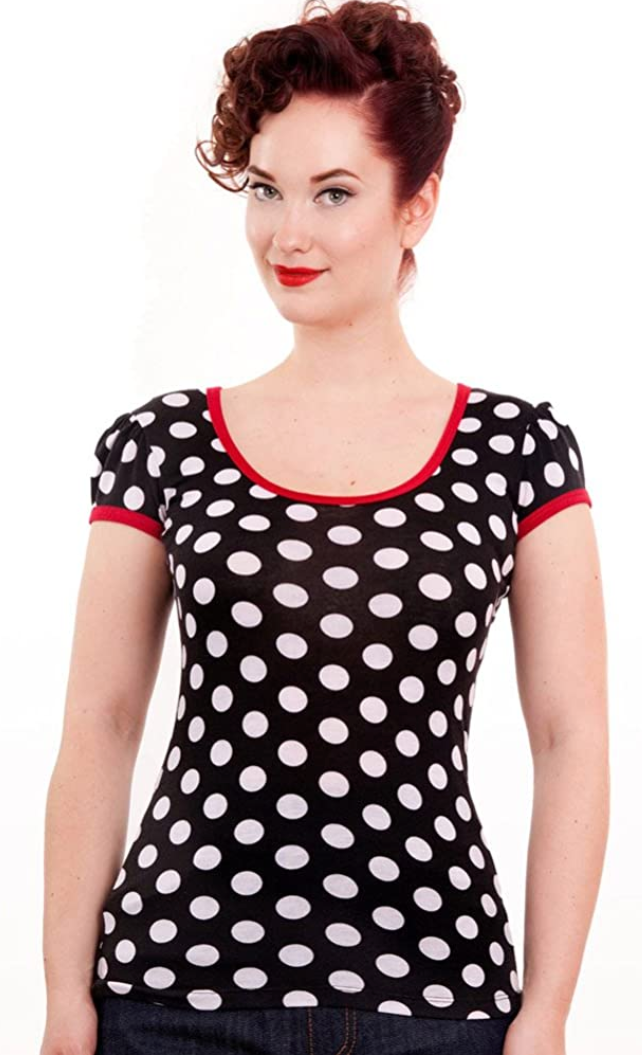Polka-Shirt, schwarz-weiss, Plus Size
