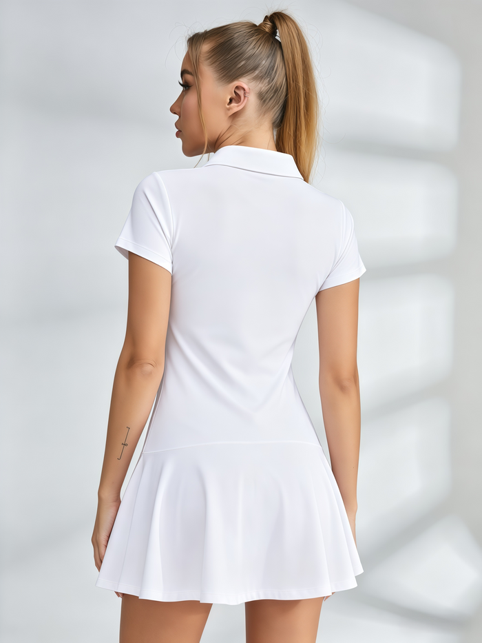 Polo Collar Short-Sleeve Flared Tennis Dress