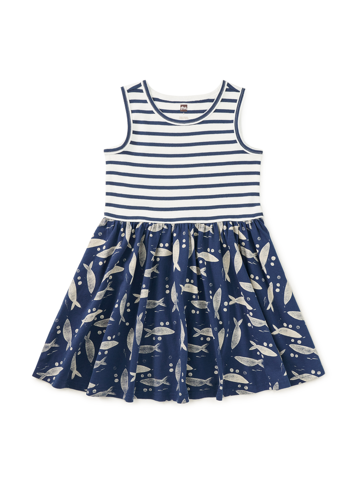 Print Mix Tank Skirted Dress