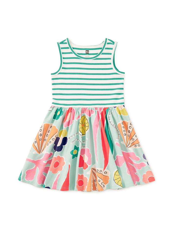 Print Mix Tank Skirted Dress