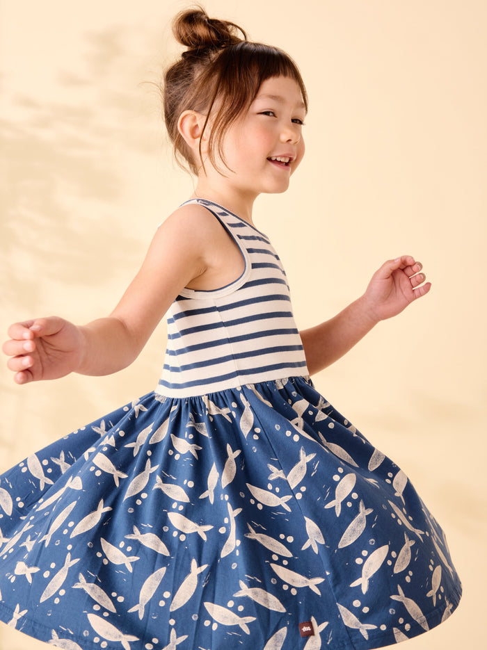 Print Mix Tank Skirted Dress