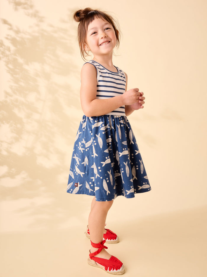 Print Mix Tank Skirted Dress