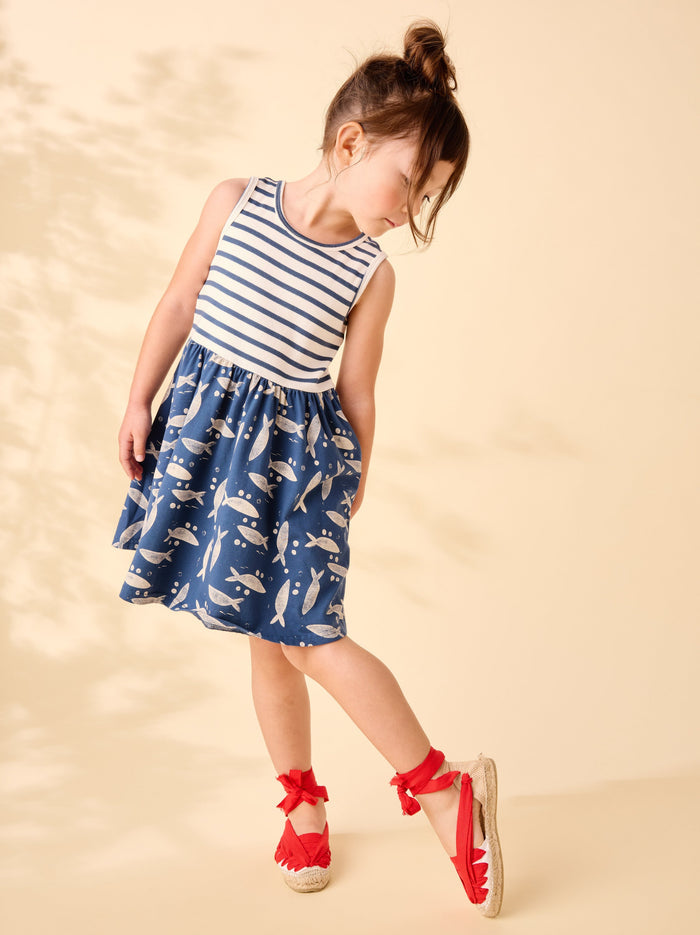 Print Mix Tank Skirted Dress