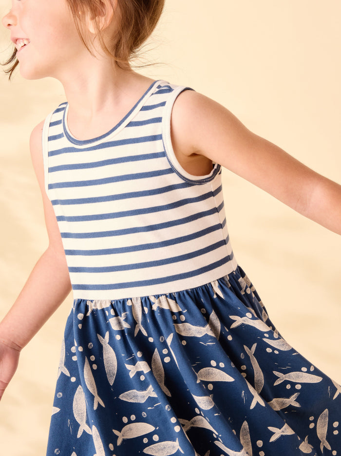 Print Mix Tank Skirted Dress