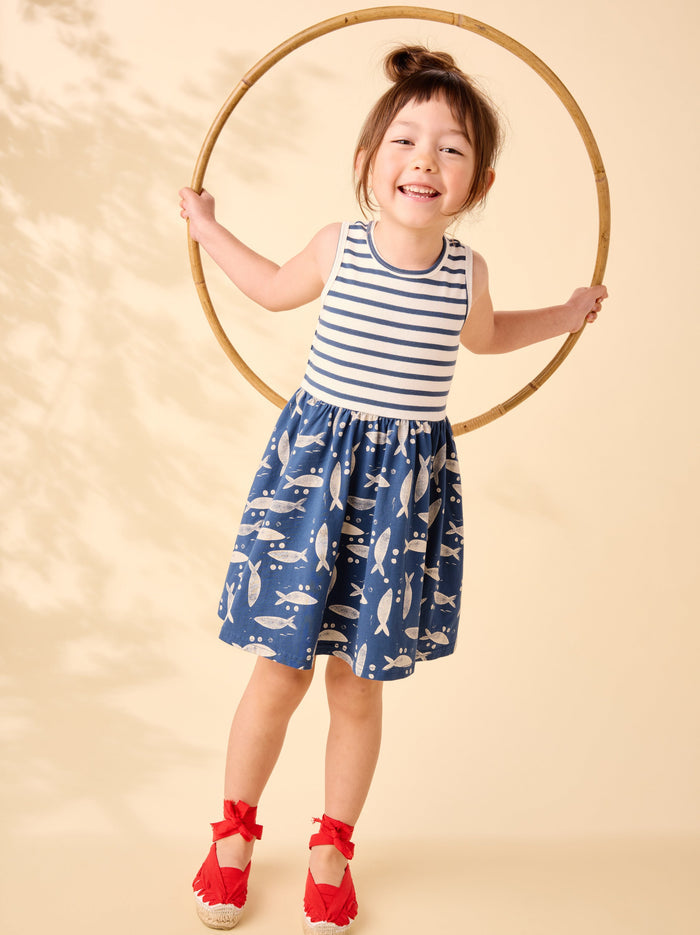 Print Mix Tank Skirted Dress