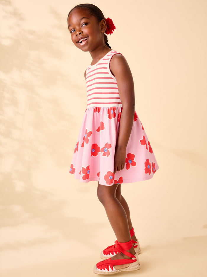 Print Mix Tank Skirted Dress