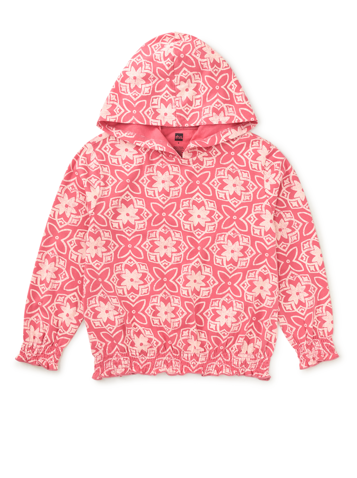 Printed Smocked Hoodie