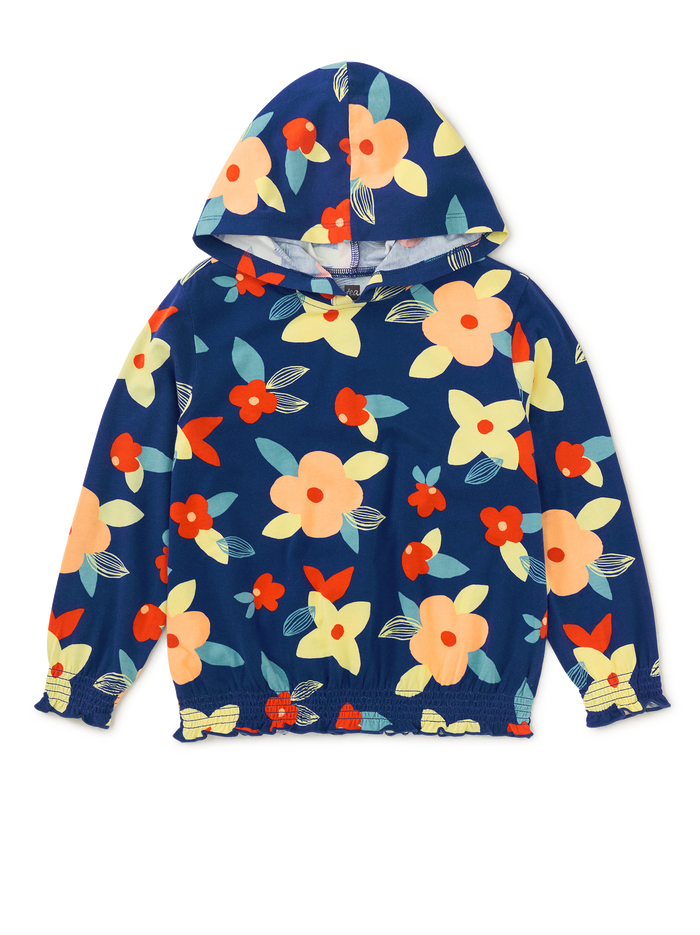Printed Smocked Hoodie