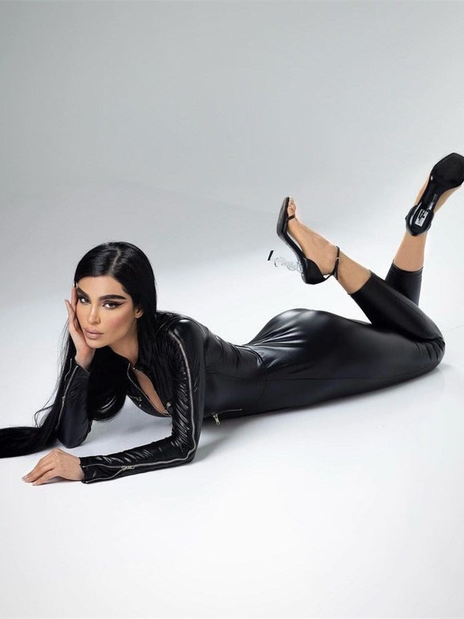 PU Faux Leather Trendy Zippers Jumpsuits