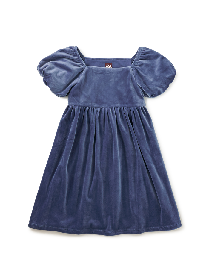 Puff Shoulder Velour Dress