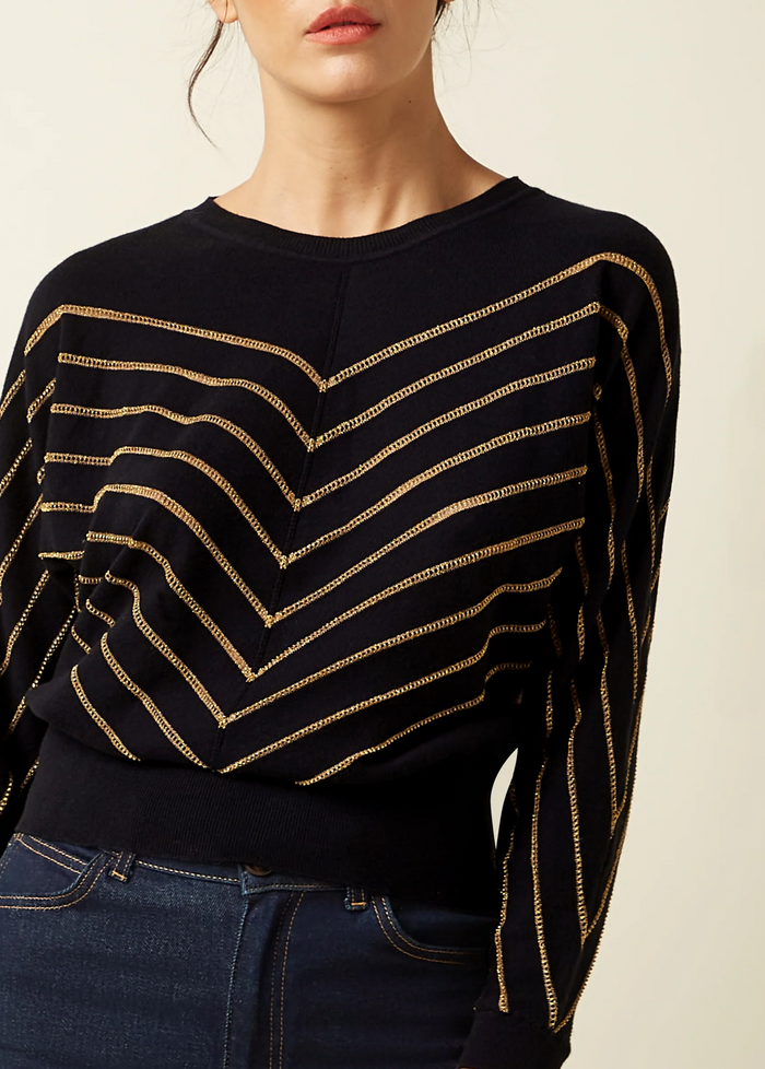 Pullover Joy Plume, Kaschmir-Baumwollmix, Schwarz