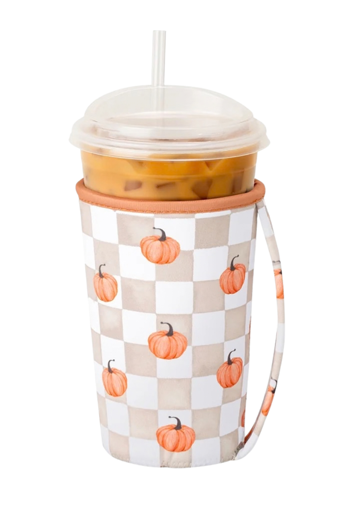 Pumpkin Check Iced Cup Coolie (Medium)
