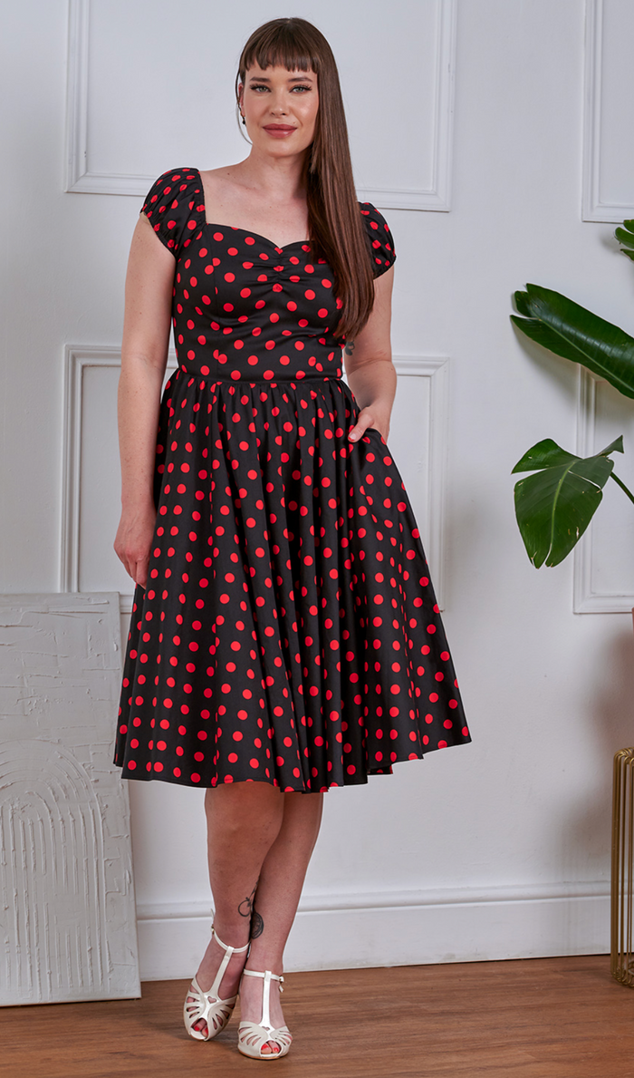 Pünktchen-Kleid Marilyn Spot, Schwarz-Rot, Plus Size