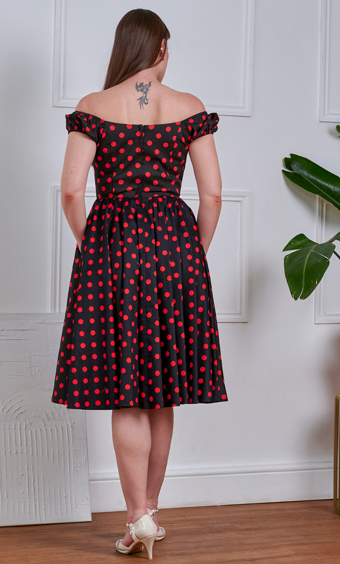 Pünktchen-Kleid Marilyn Spot, Schwarz-Rot, Plus Size