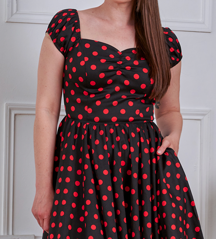 Pünktchen-Kleid Marilyn Spot, Schwarz-Rot, Plus Size