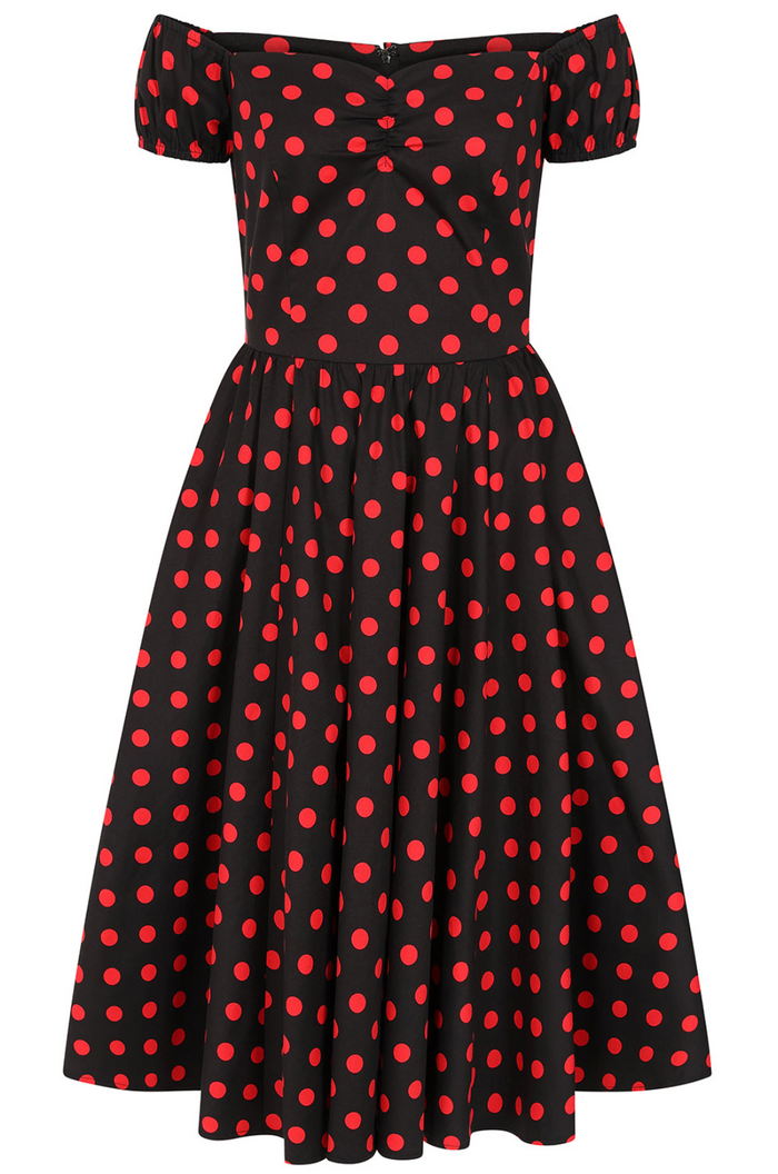 Pünktchen-Kleid Marilyn Spot, Schwarz-Rot, Plus Size