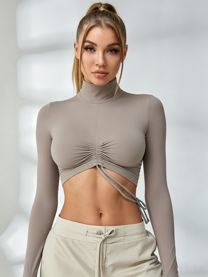 Push-up Cropped Drawstring Long Sleeves